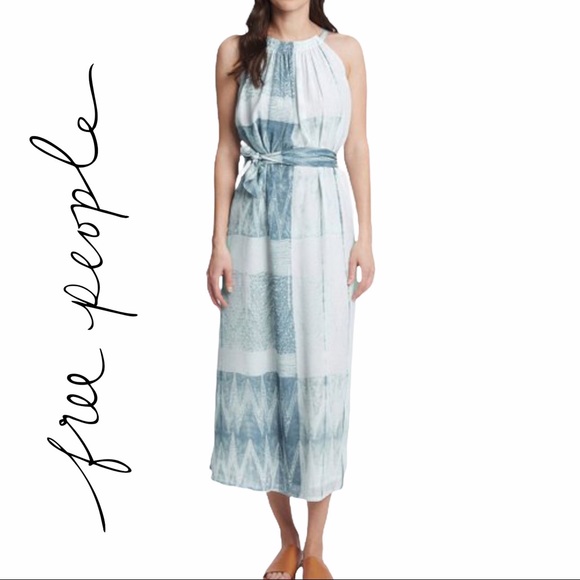 Free People Dresses & Skirts - NWT Free People Stone Blue Shibori Halter Maxi Dress, XS